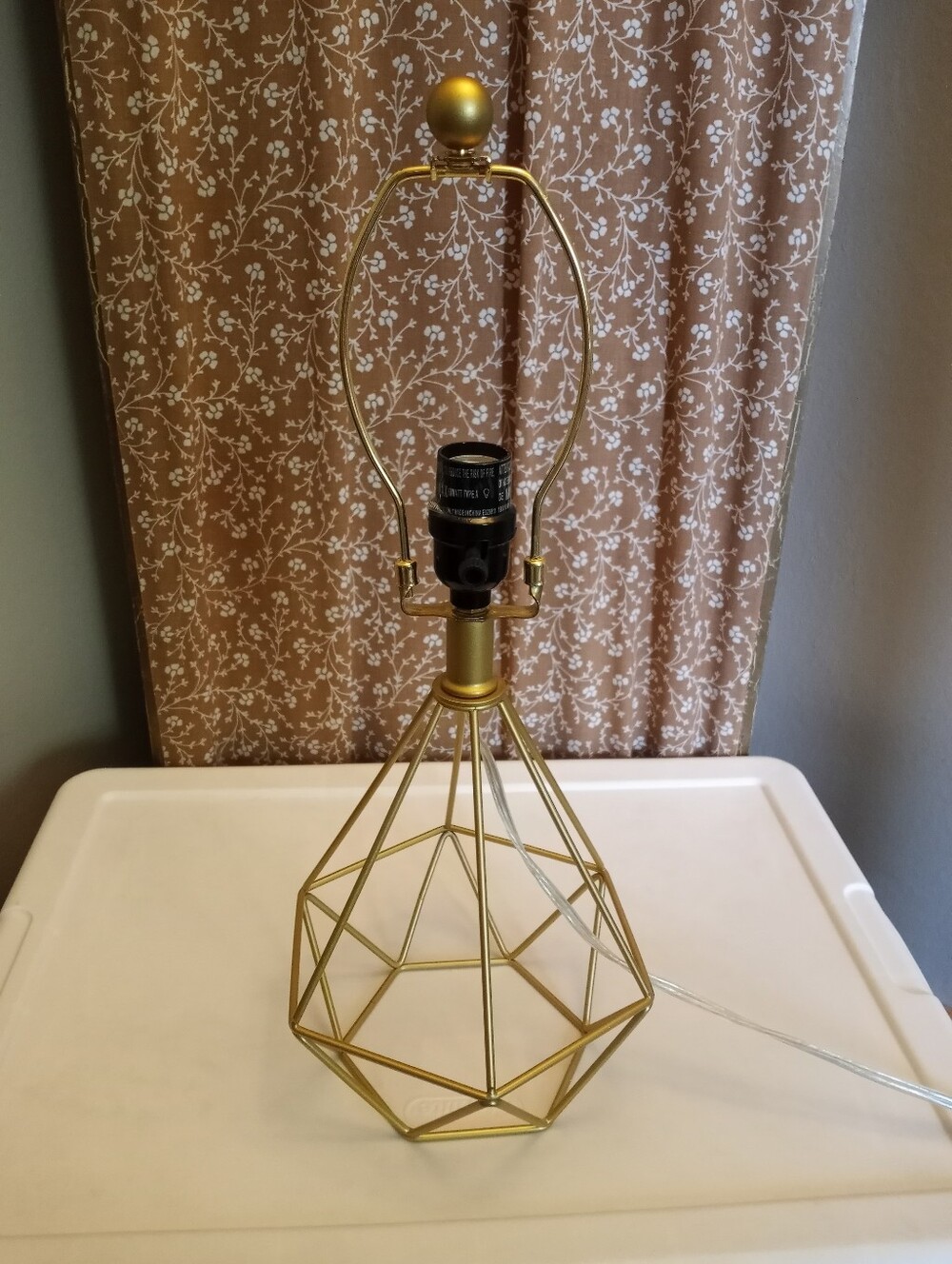 Gold Geometric Lamp, Wire Frame - Picture 2 of 8